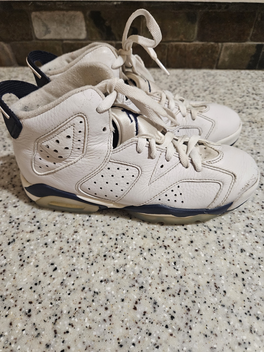 Jordan Kids White And Navy Sneakers
